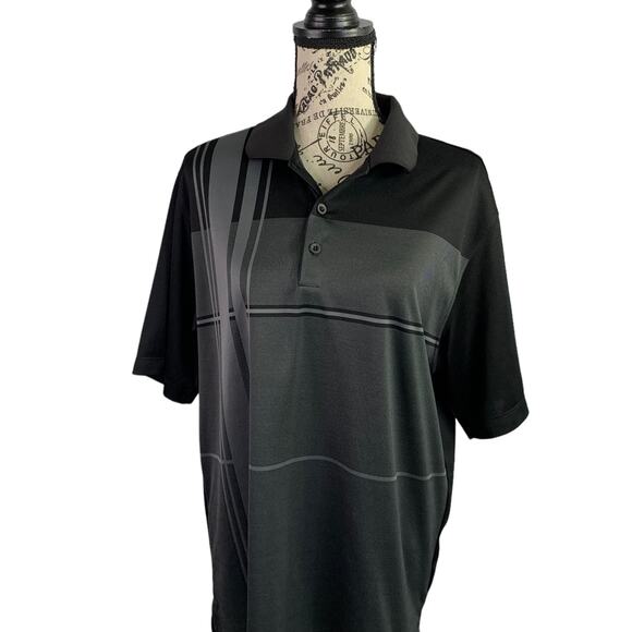 Nike Golf Men's Medium Polo Shirt DRI-FIT Polyester 3 Button Closure Black Gray - Picture 1 of 9
